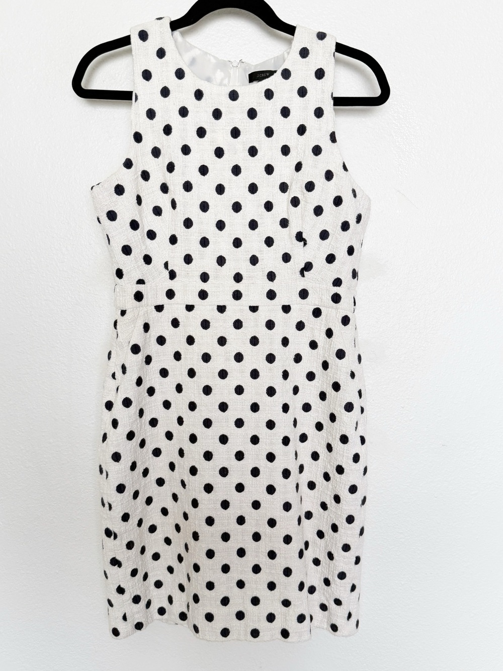 J.Crew White Black Polka Dot Textured Sheath Dress Size 6 - Picture 8 of 9